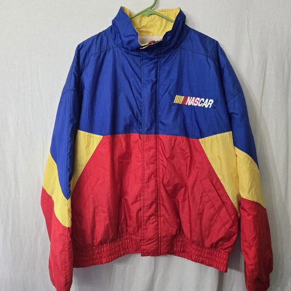 Vintage 80s Windbreaker NASCAR Zip Jacket Chase‎ Authentics Large Multicolor